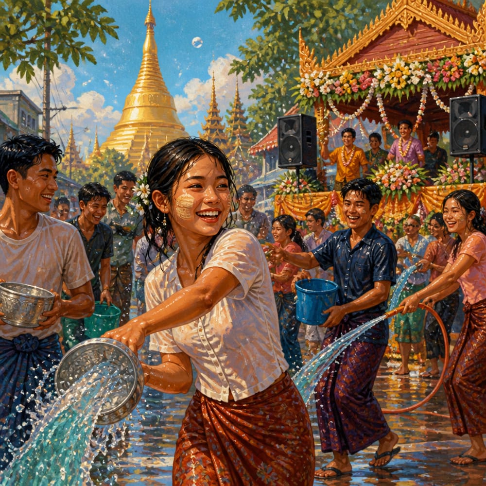 The Thingyan water festival in Yangon