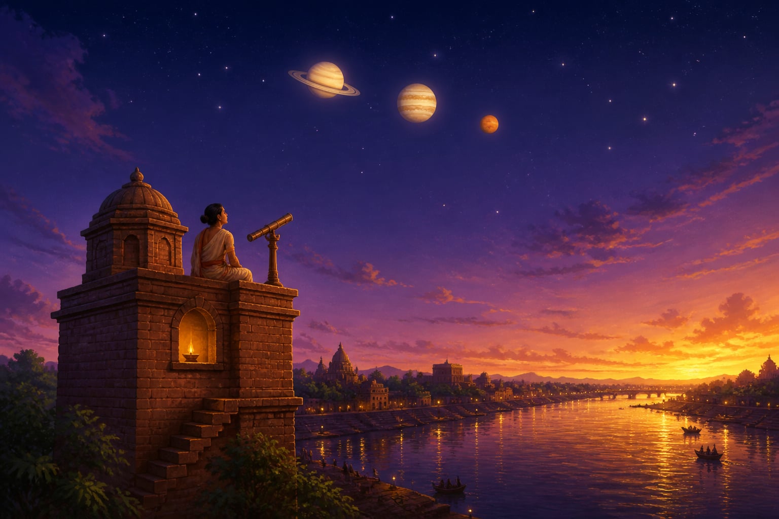 A planetary conjunction over the Ganga at Kusumapura