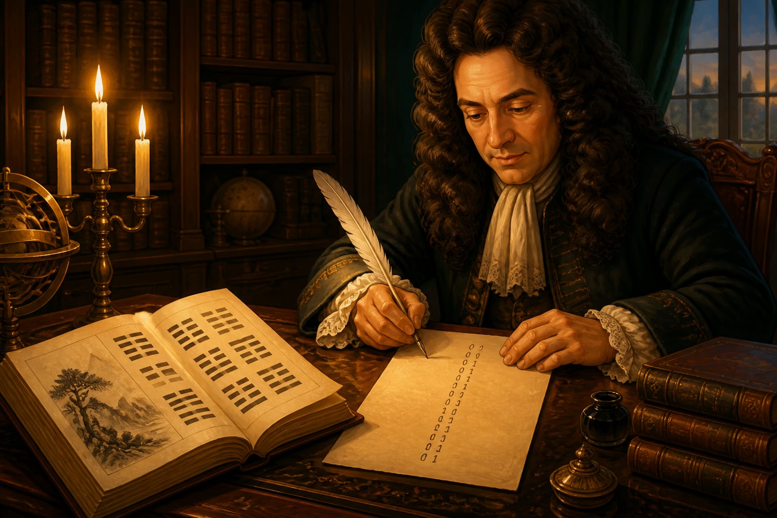 Leibniz studying the I Ching in Hanover