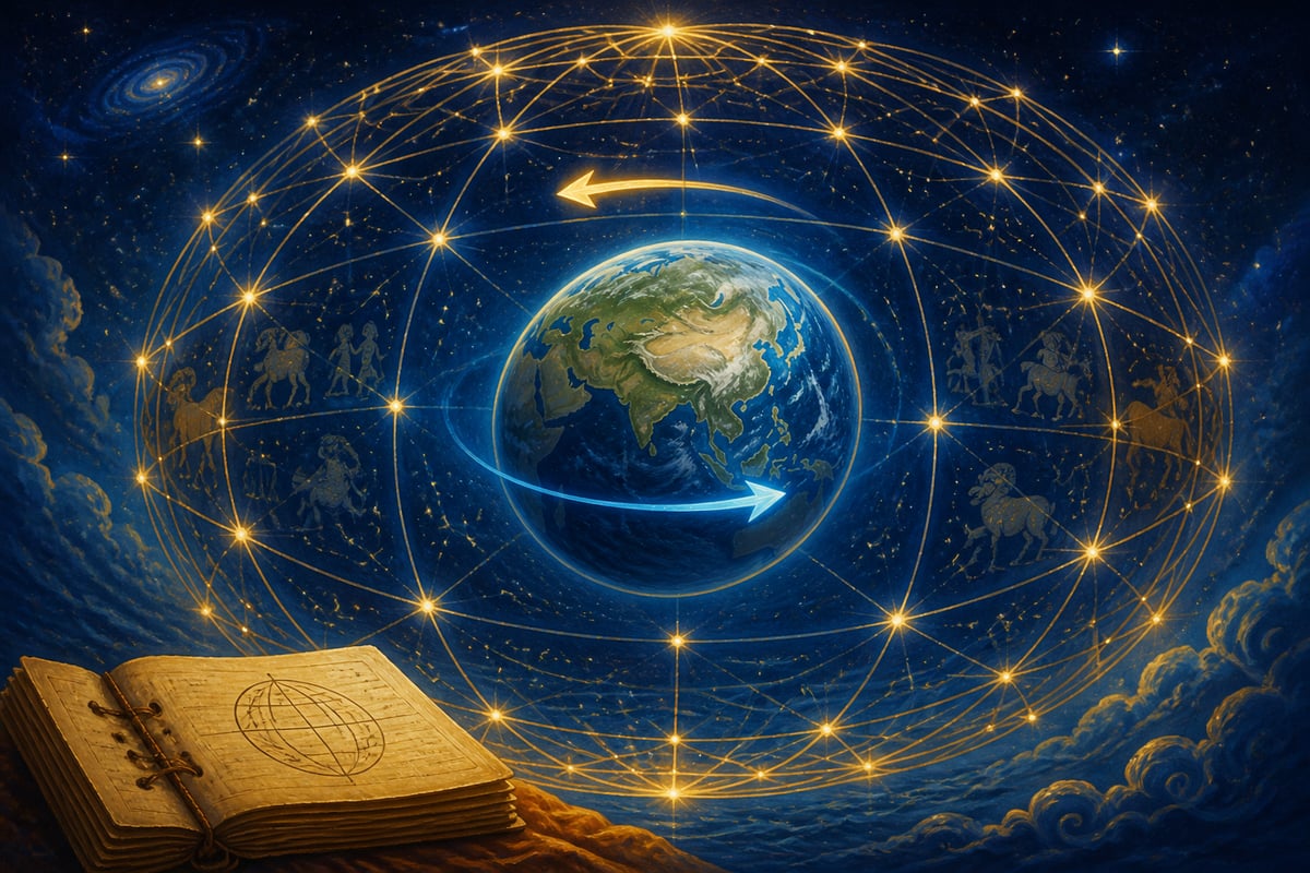Earth rotating inside the cage of stars