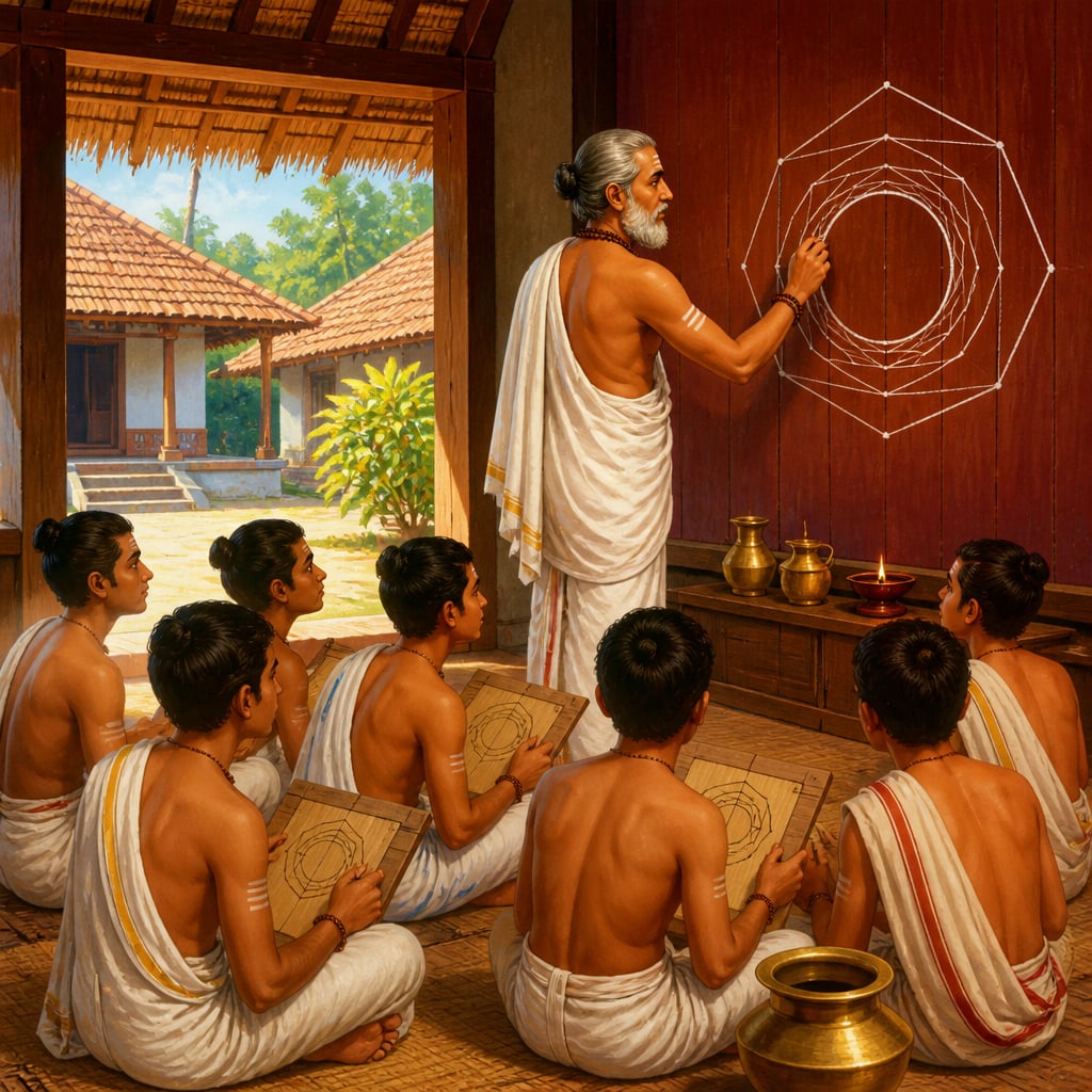 A Kerala pathashala classroom around 1400 CE