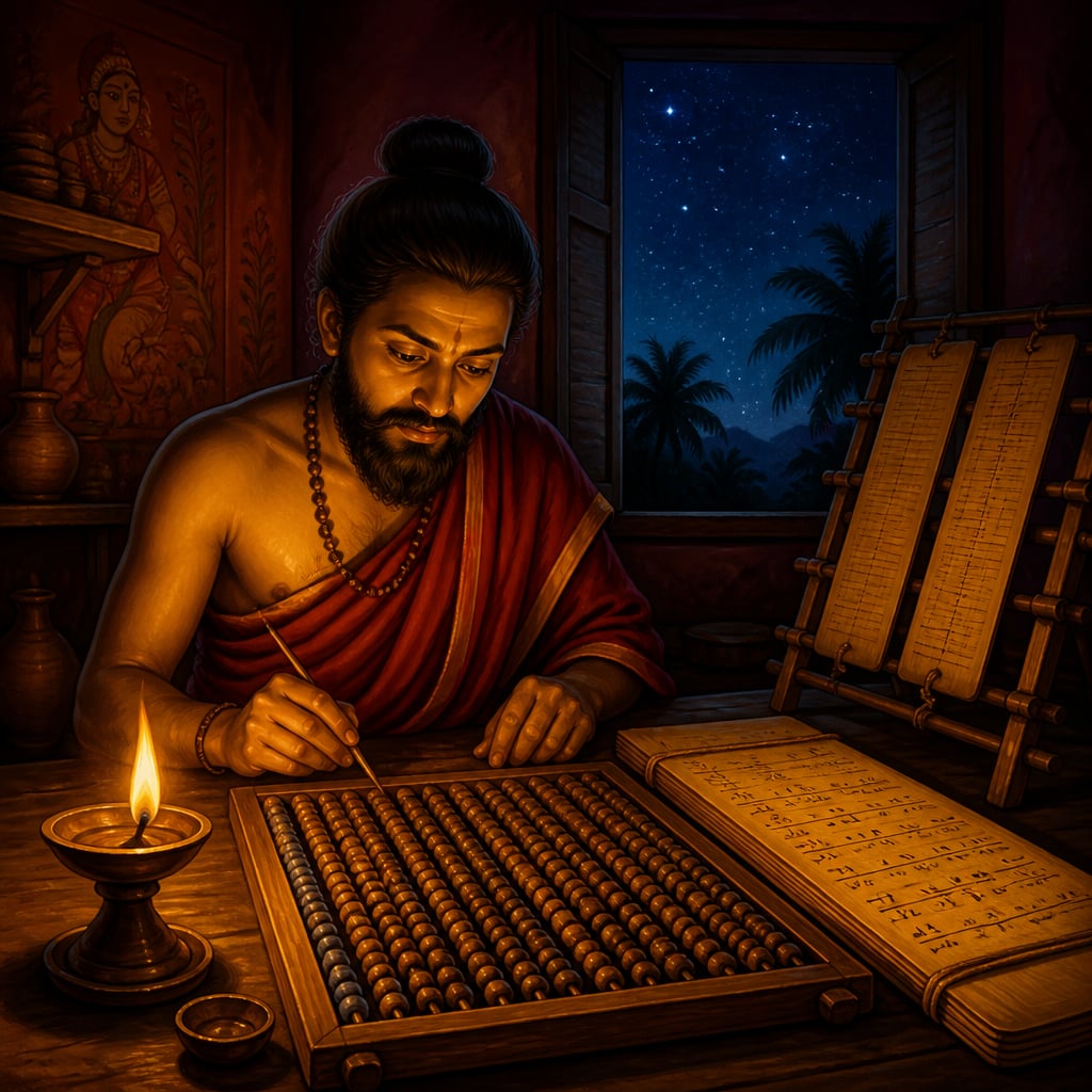 Madhava computing pi to eleven decimal places