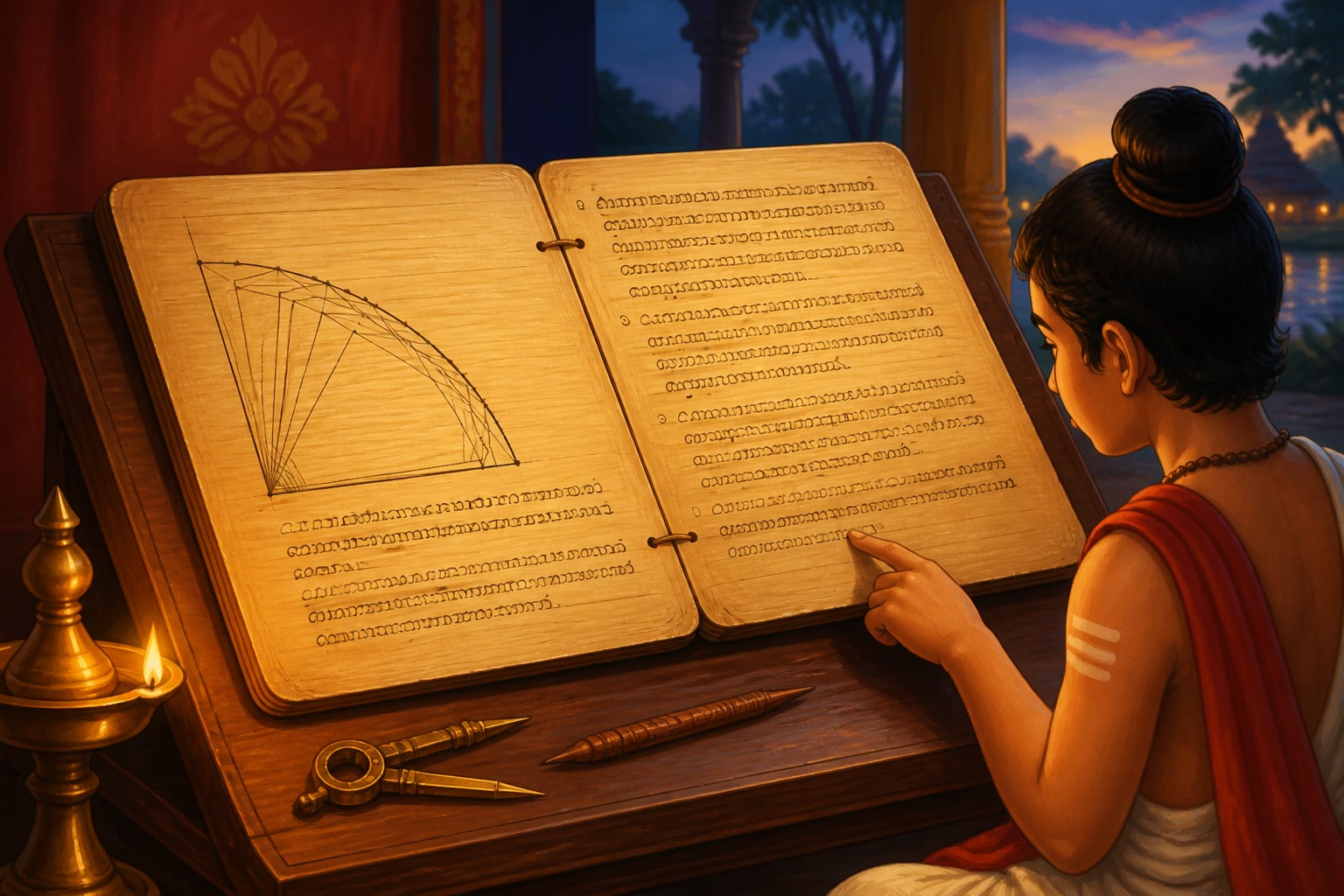 Yuktibhāṣā page with polygon-to-curve derivation