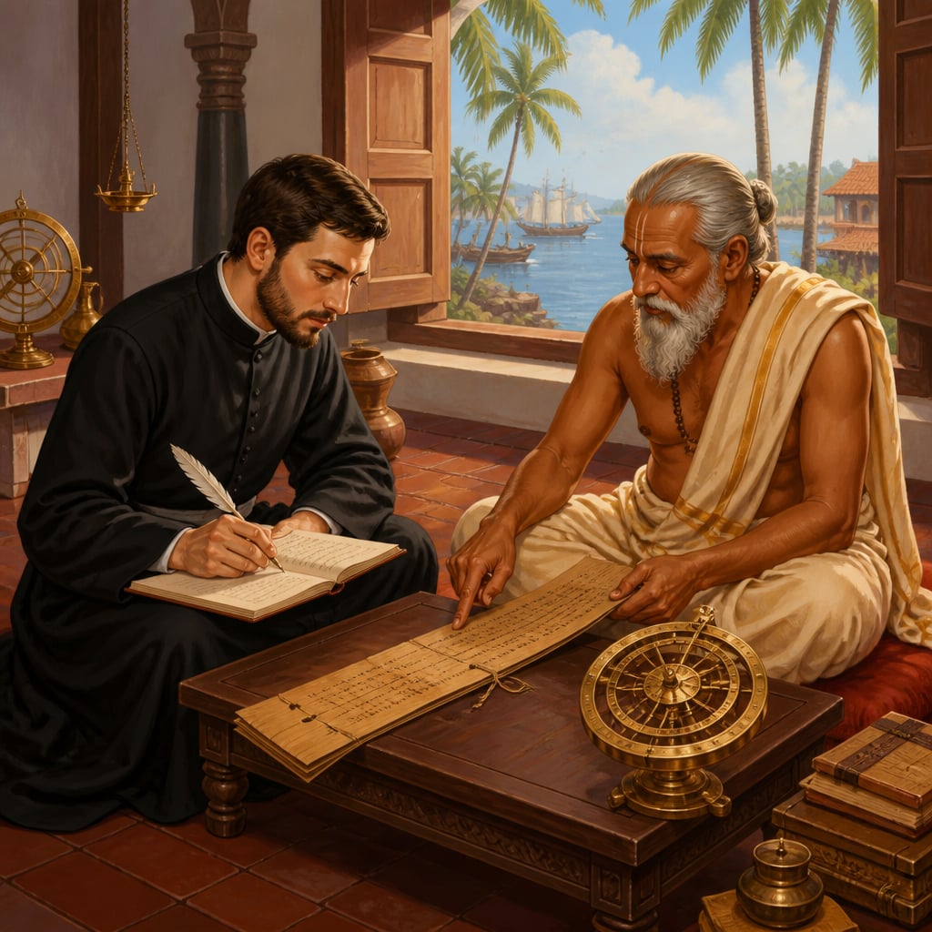 Matteo Ricci conferring with a Nambudiri scholar in Malabar