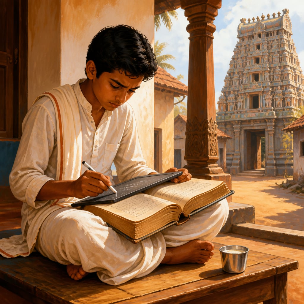 Young Ramanujan with Carr's Synopsis