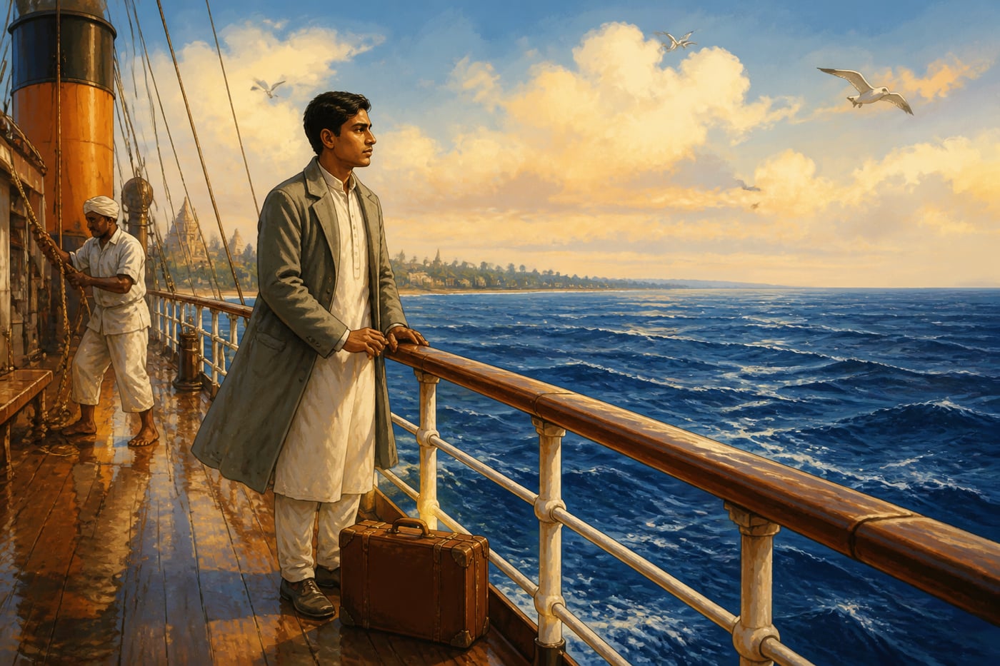 Ramanujan crossing the Indian Ocean to England