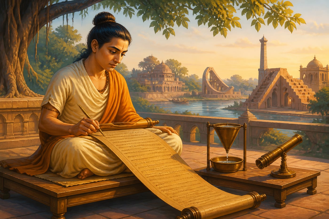 Aryabhata writing the Aryabhatiya in 499 CE