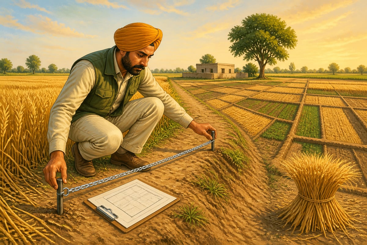 Punjab land surveyor consolidating chakbandi field plots