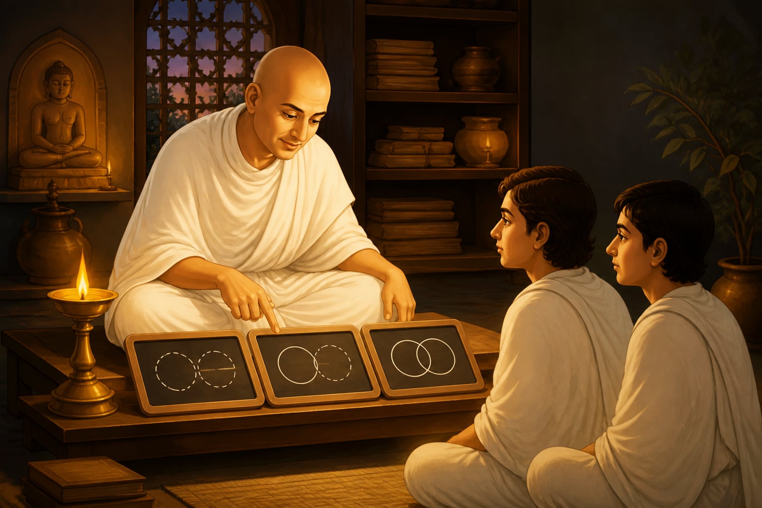 A Jain ācārya teaching the four kinds of abhāva
