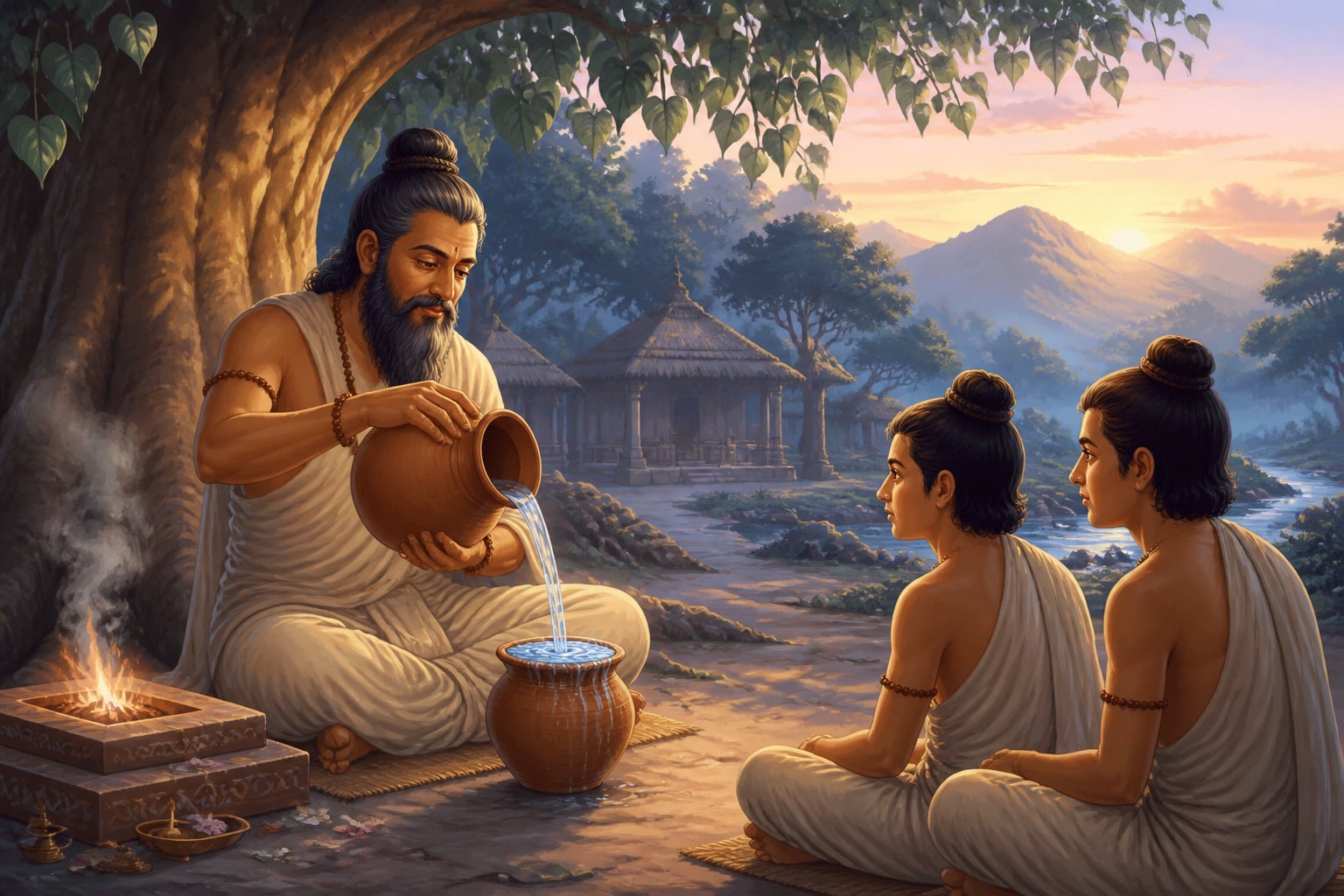 An Upanishadic seer pouring water that does not diminish