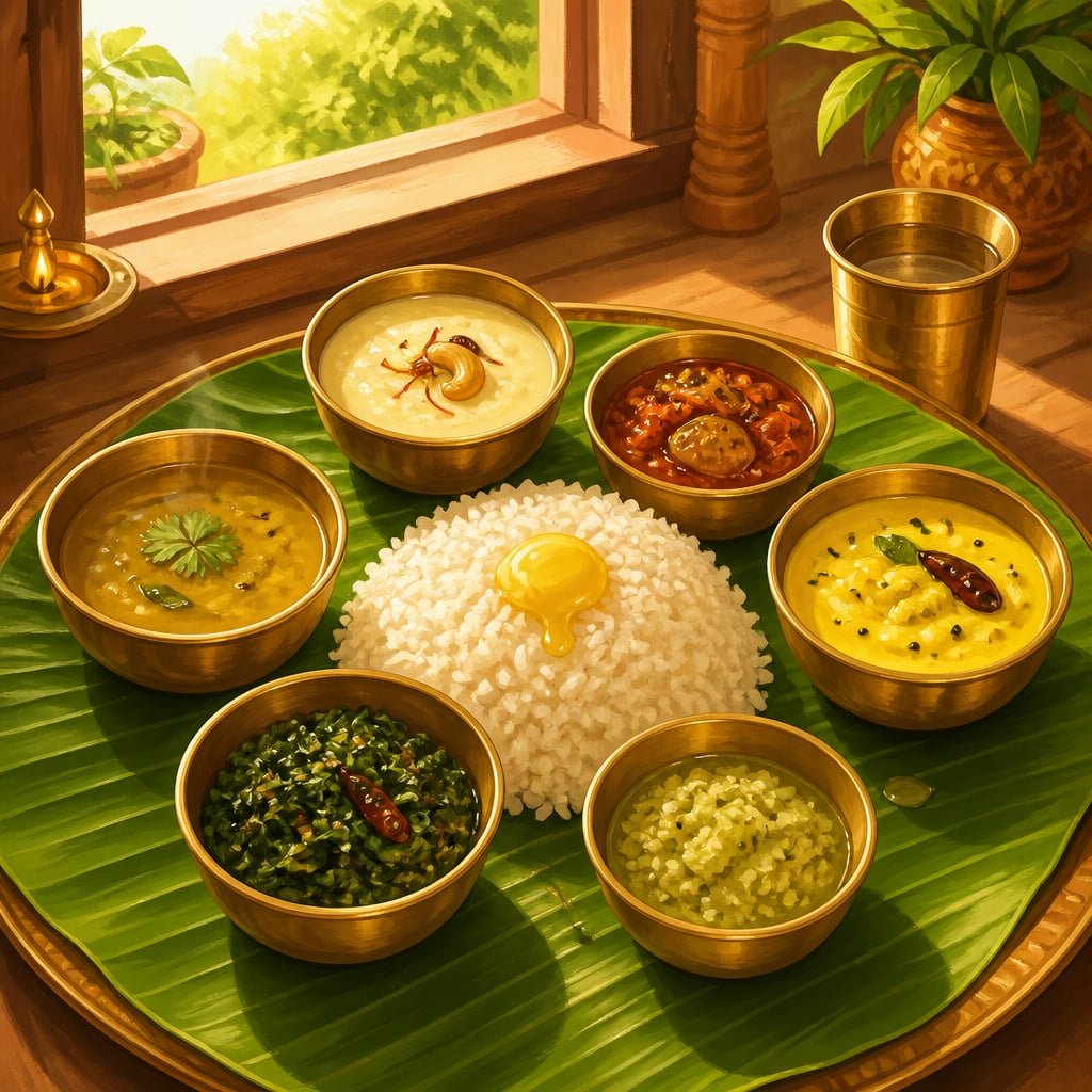 Traditional thali showing all six tastes of Ayurveda