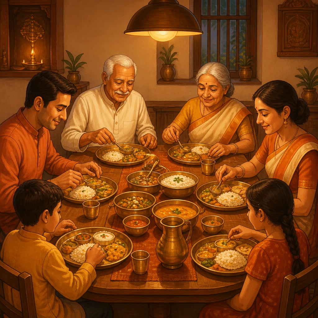 Family eating together at the dining table