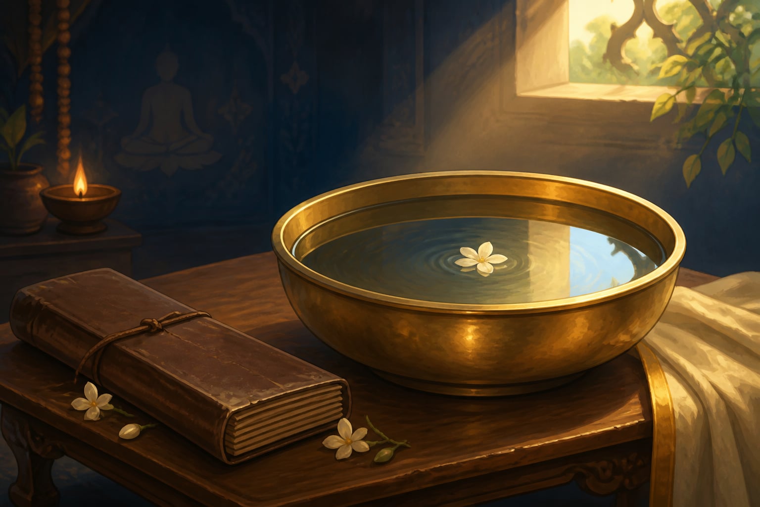 A bowl of still water revealing the depths beneath
