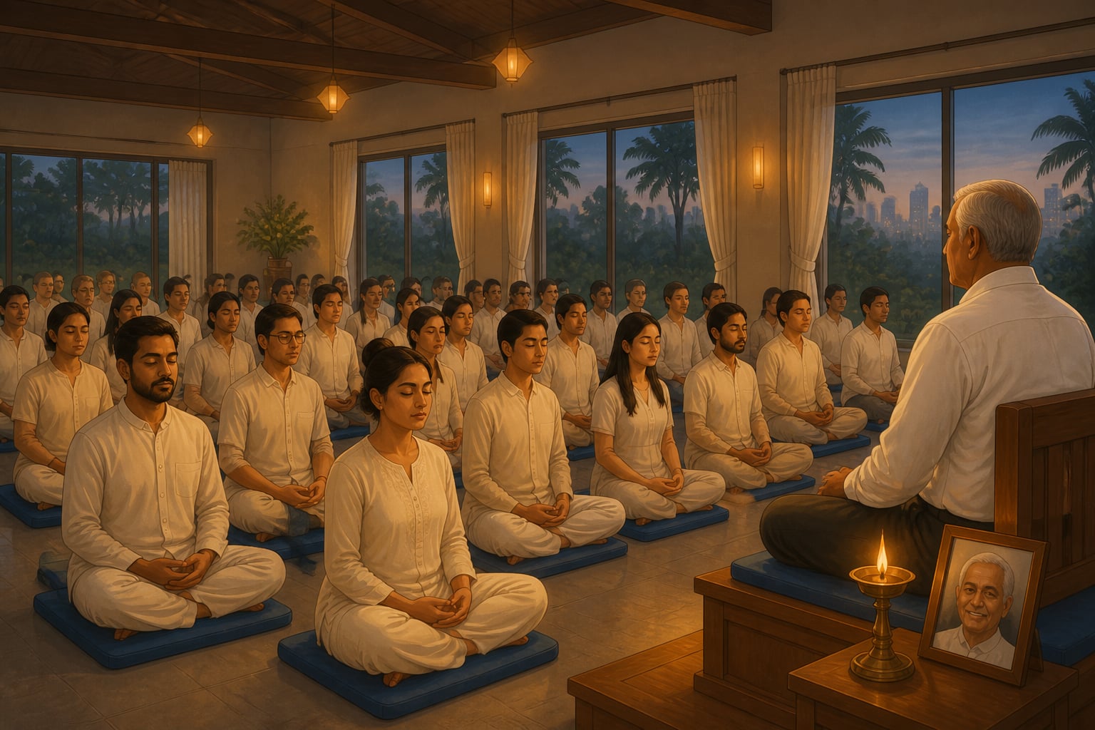 A modern 10-day vipassanā retreat hall in noble silence