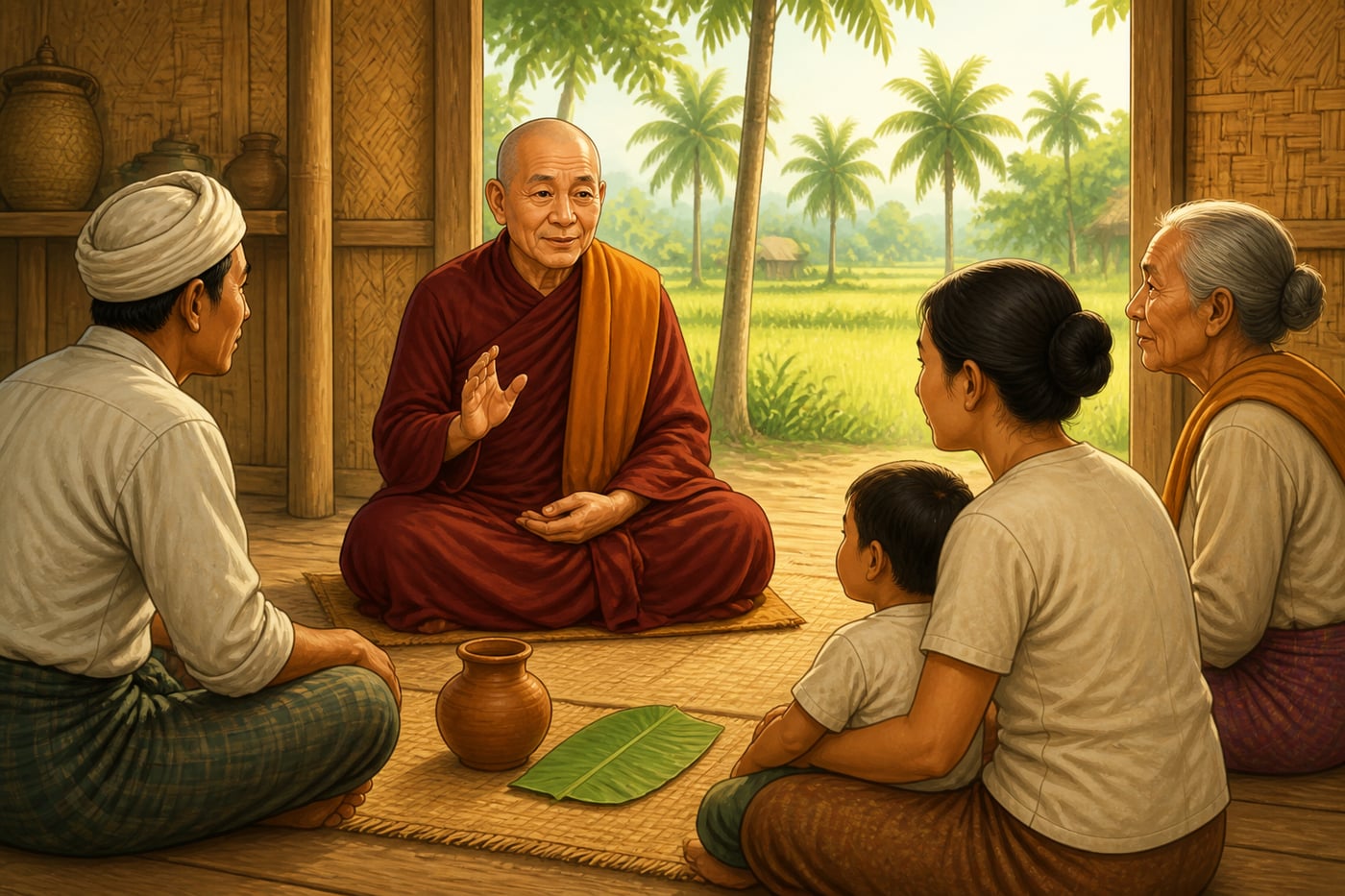 Ledi Sayadaw teaching vipassanā to Burmese villagers