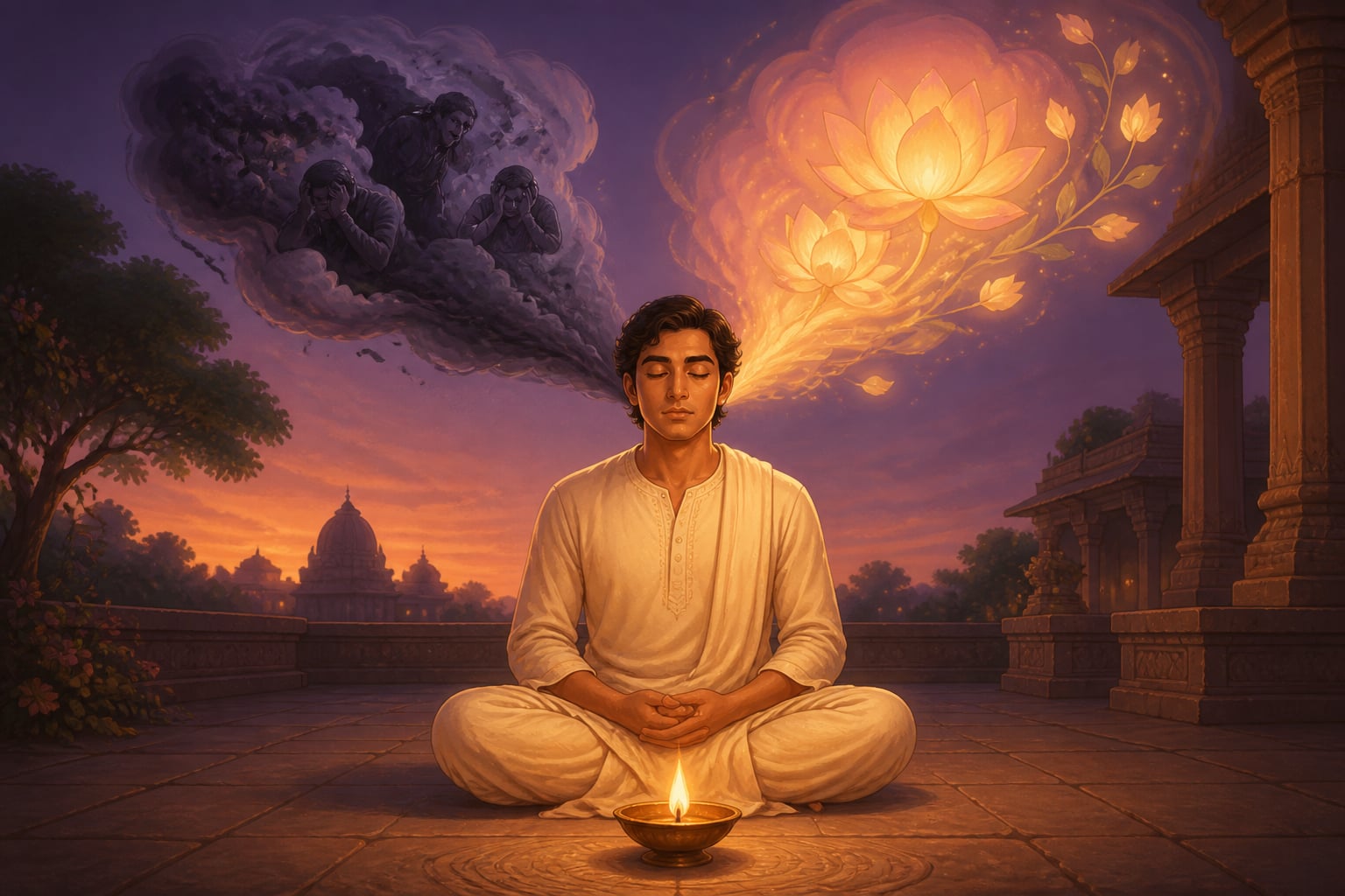 Pratipaksha bhavana, replacing a dark thought with a luminous one
