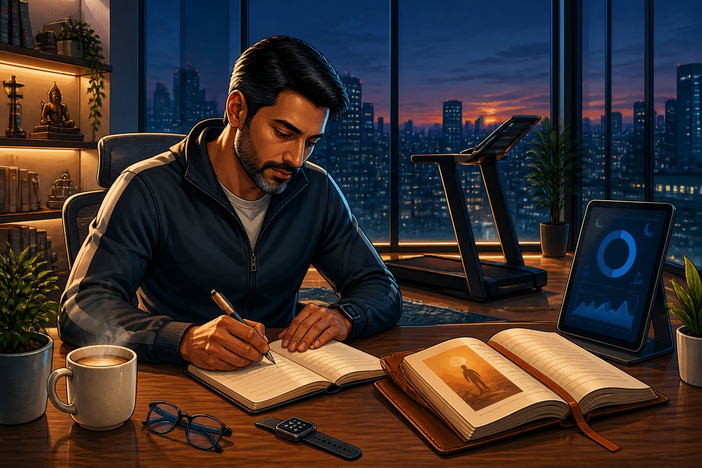 Tech executive performing 5 AM productivity routine
