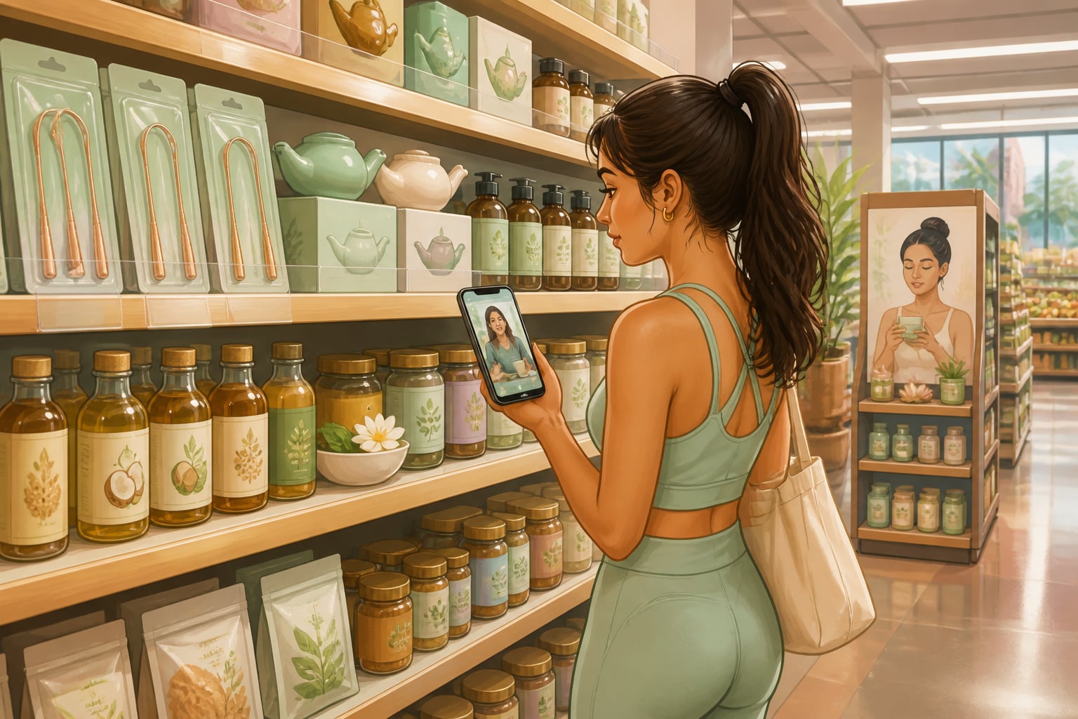 Whole Foods wellness aisle of Ayurvedic products