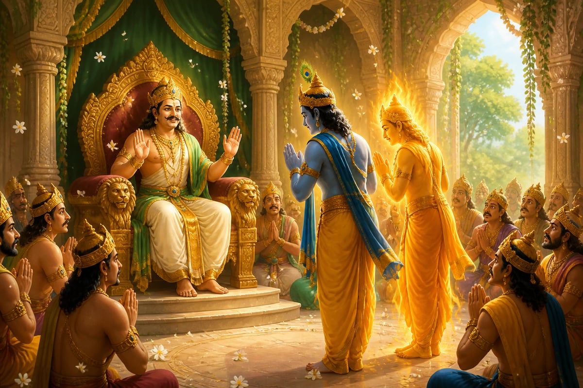 Indra and Agni revealed in divine form before the restored king