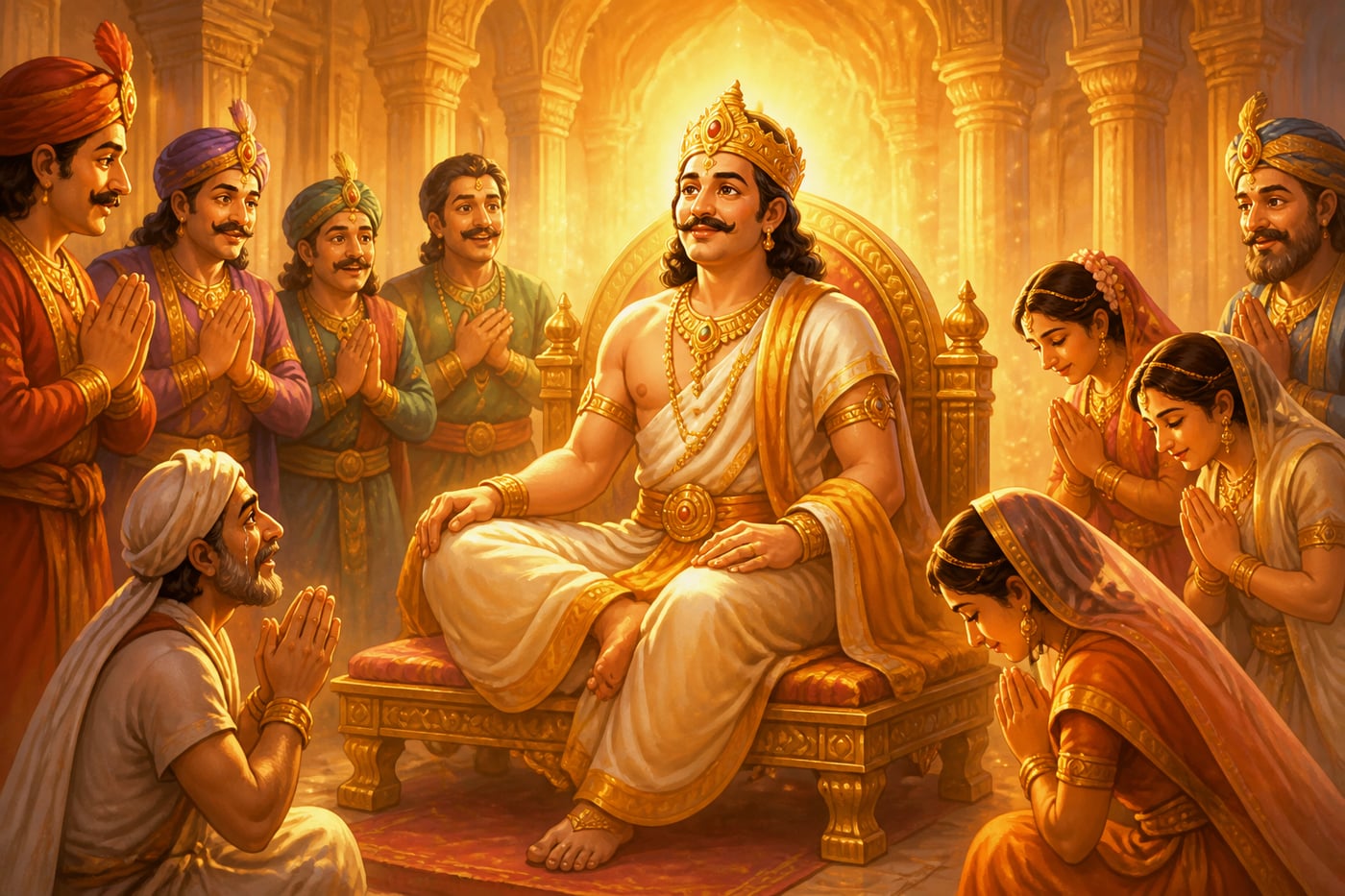King Sivi's sight restored as his court rises in awe