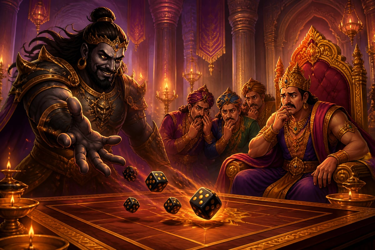 Punnaka winning Vidhura through the magic dice game