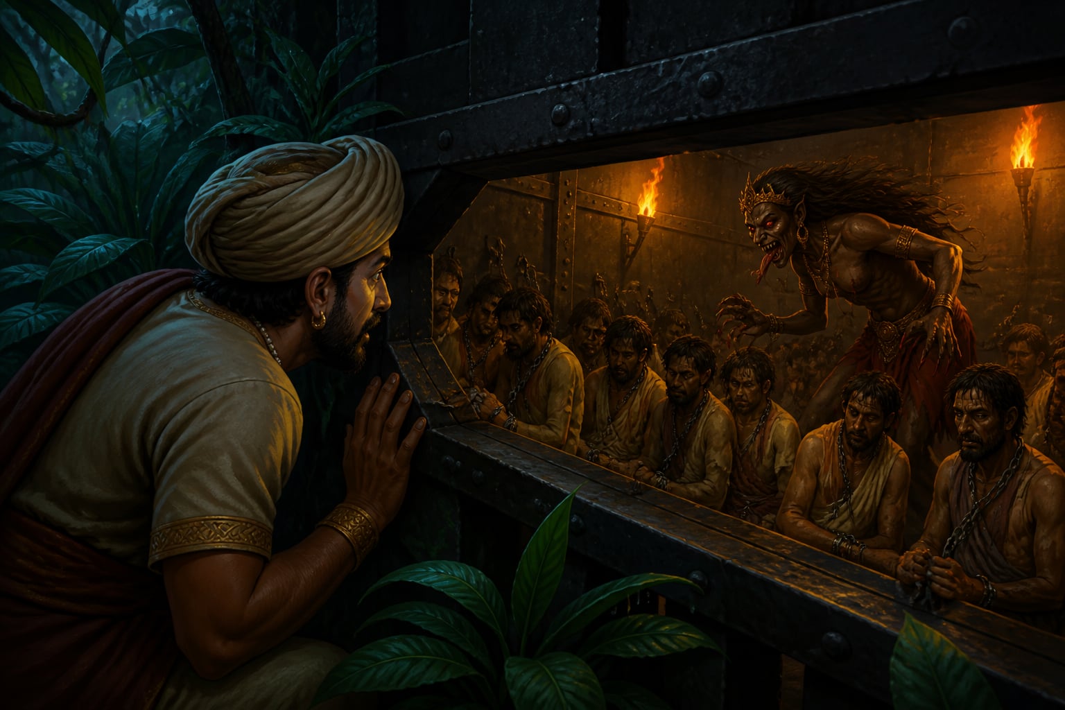 Simhala discovers the iron house of captives