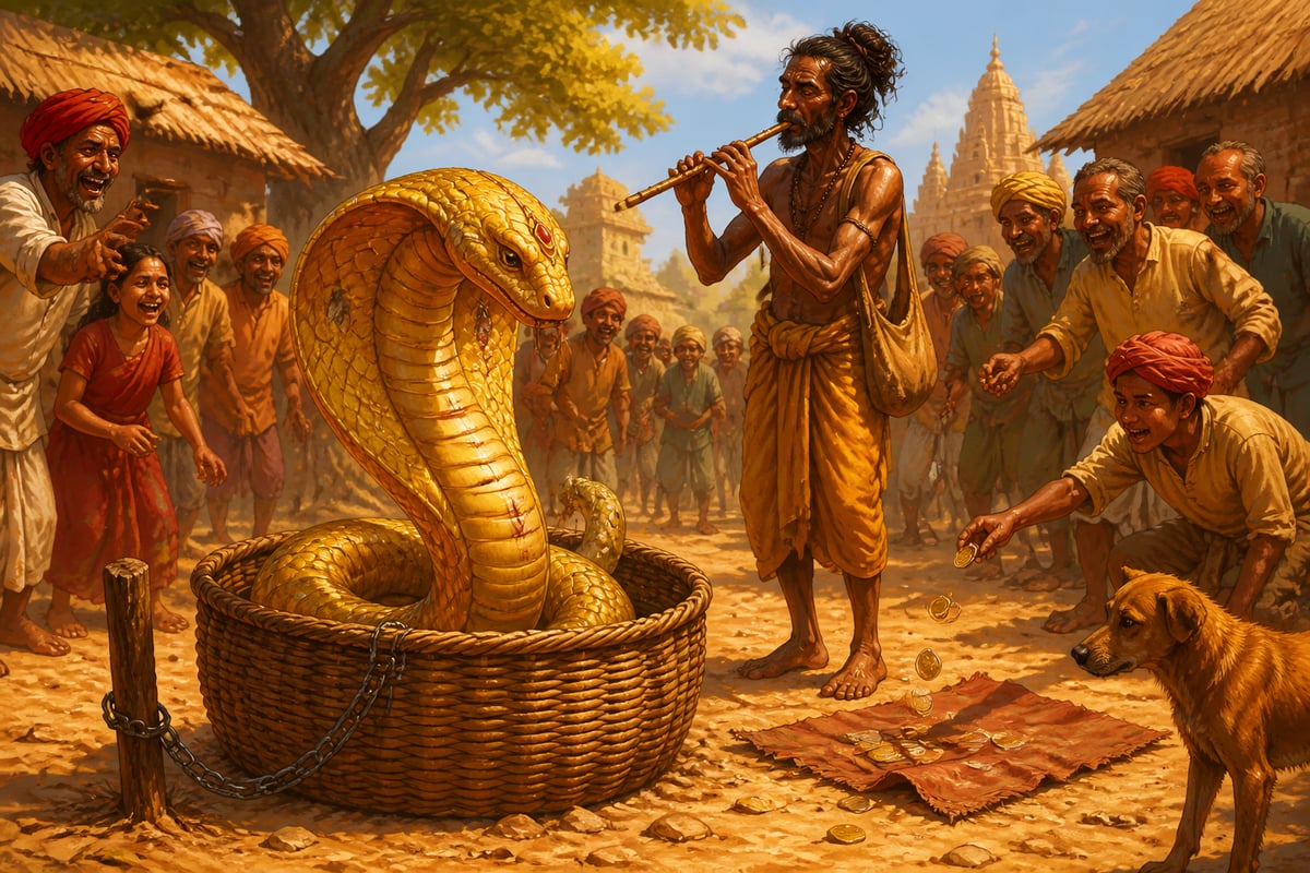 Bhuridatta forced to perform in a village square