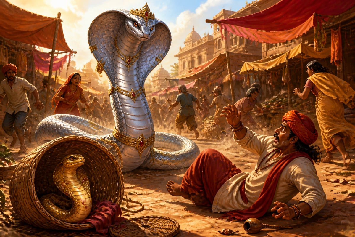 Sudassana reveals his Naga form to rescue Bhuridatta