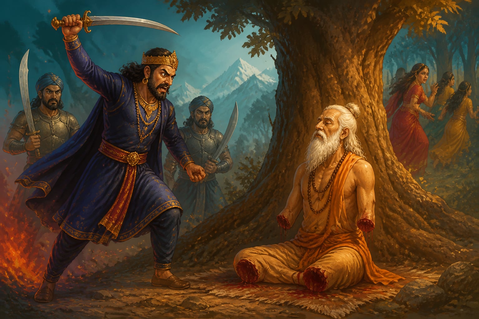 King Kalinga tests the sage's forgiveness