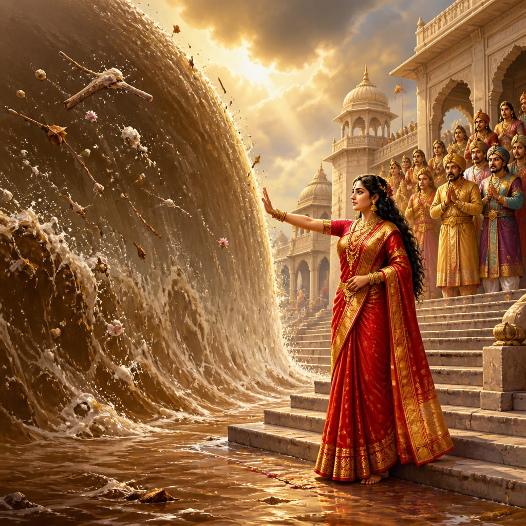 Bindumati halts the Vaggumuda flood as a wall of frozen water