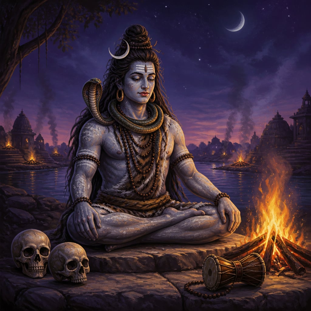 Ash covered Shiva at the cremation ground