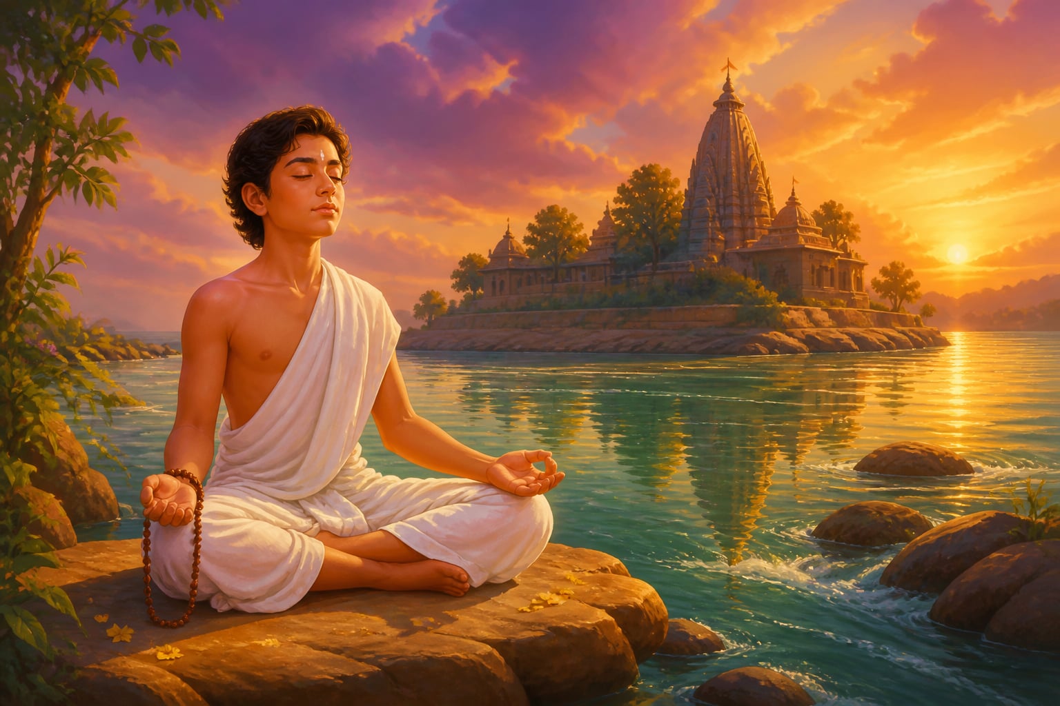 Nada Yoga practitioner by the Narmada