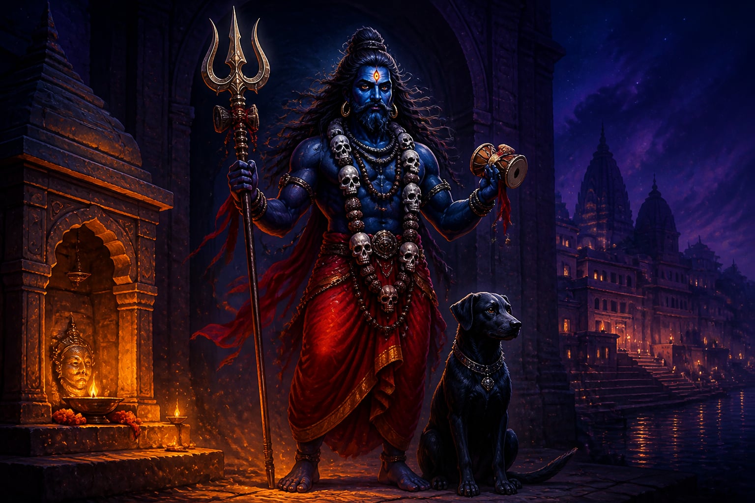 Kaal Bhairava as the fierce guardian of Kashi at the city's threshold