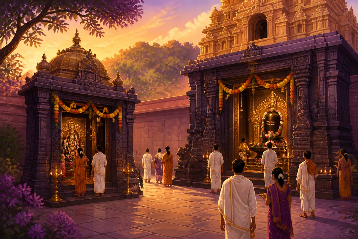 Devotees moving through the dual sanctums at Srisailam