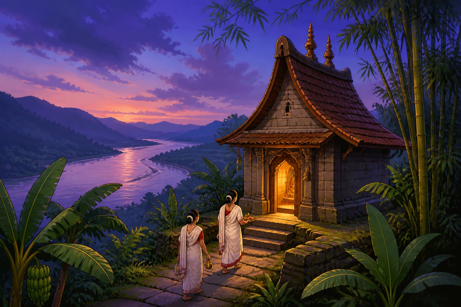 The Assam Bhimeswar Dham on Dakini Hill above the Brahmaputra