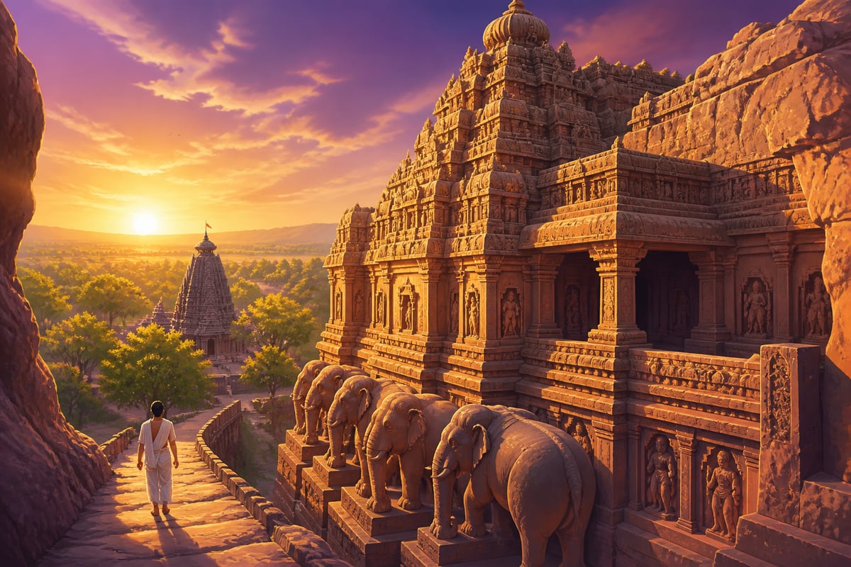 The Kailasa Temple at Ellora beside Ghrishneshwar