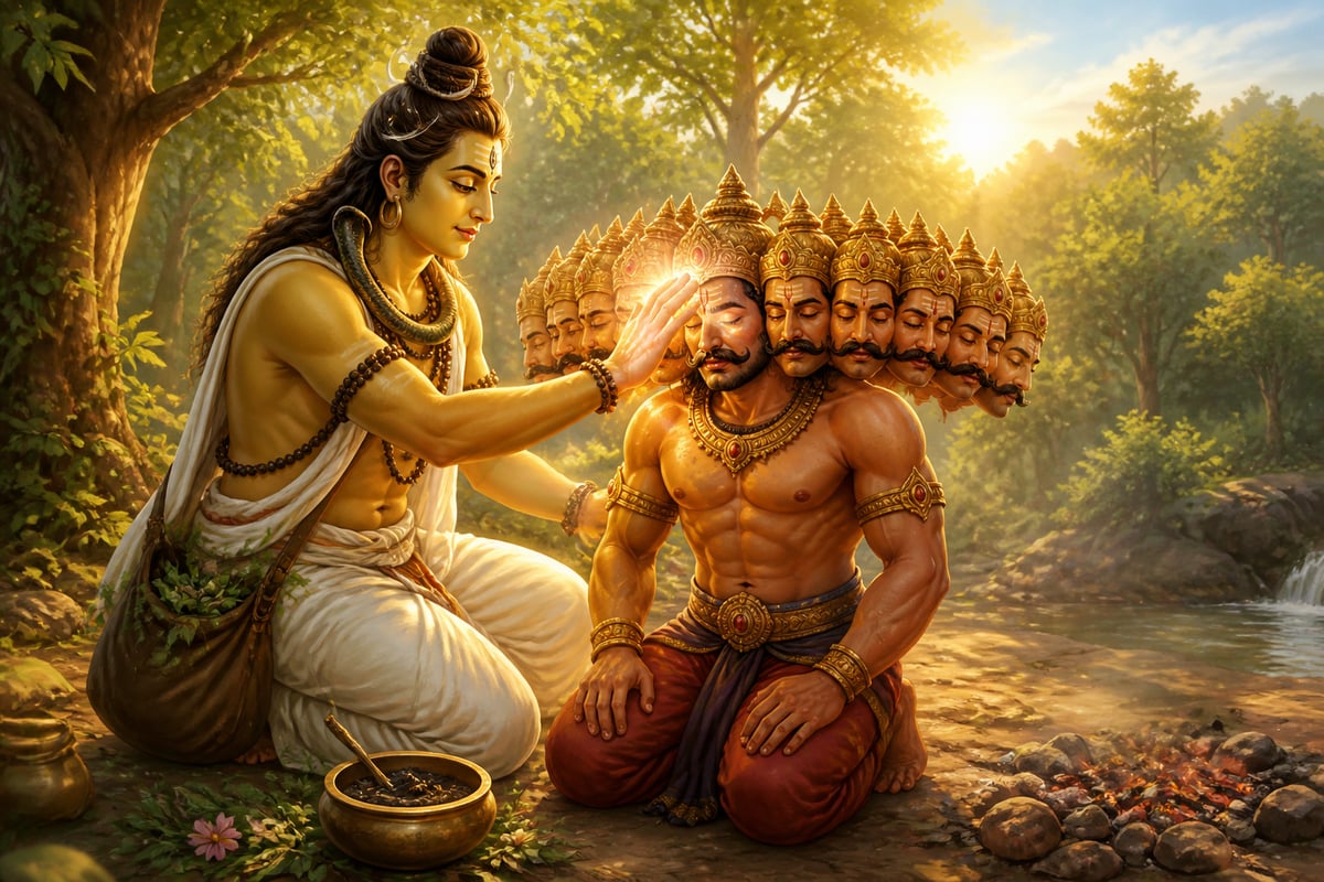 Shiva as Vaidyanath restoring Ravana's heads