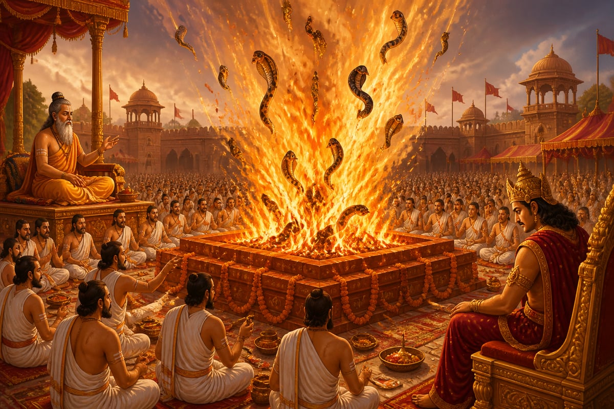 Vaishampayana reciting at Janamejaya's snake sacrifice