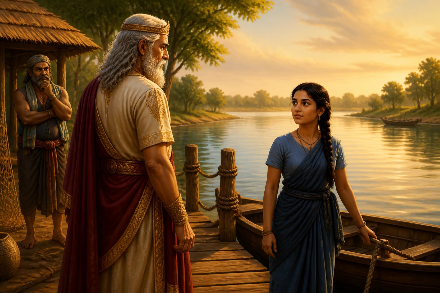 Shantanu meeting Satyavati at the Yamuna