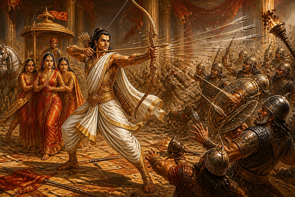 Bhishma abducting the Kashi princesses