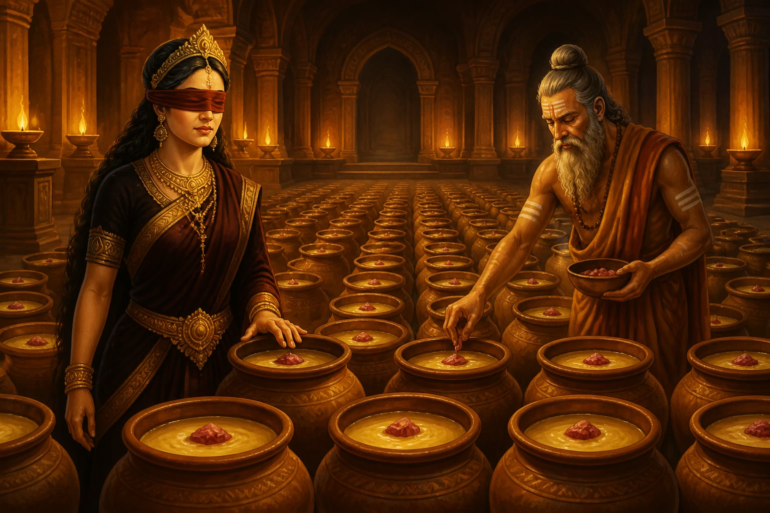 Gandhari's hundred sons born from jars of ghee