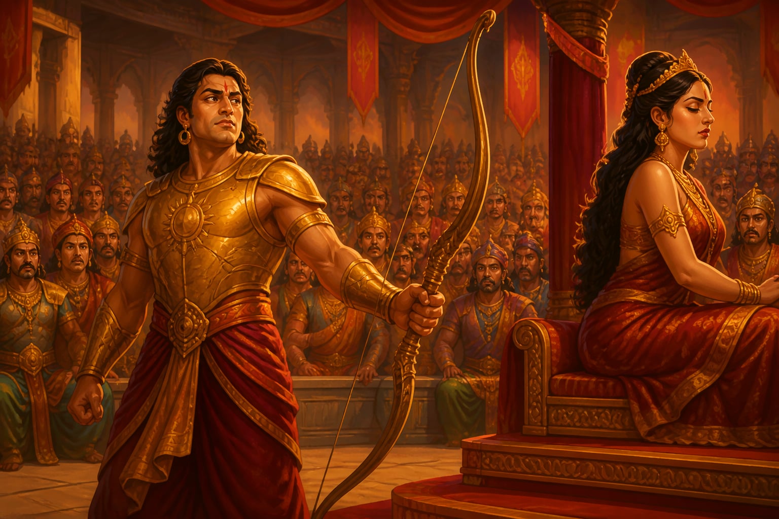 Karna rejected at Draupadi's swayamvara