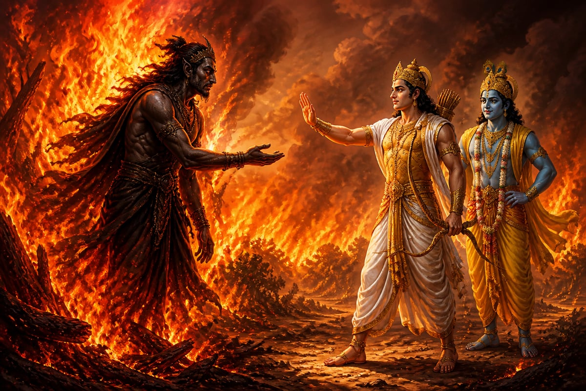 Maya rescued from the Khandava flames