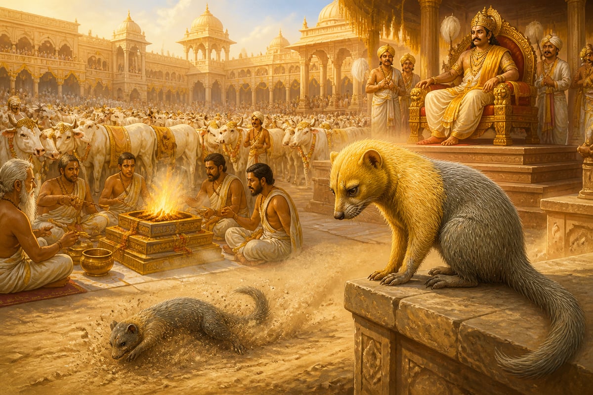 The half-golden mongoose at a great royal yajna