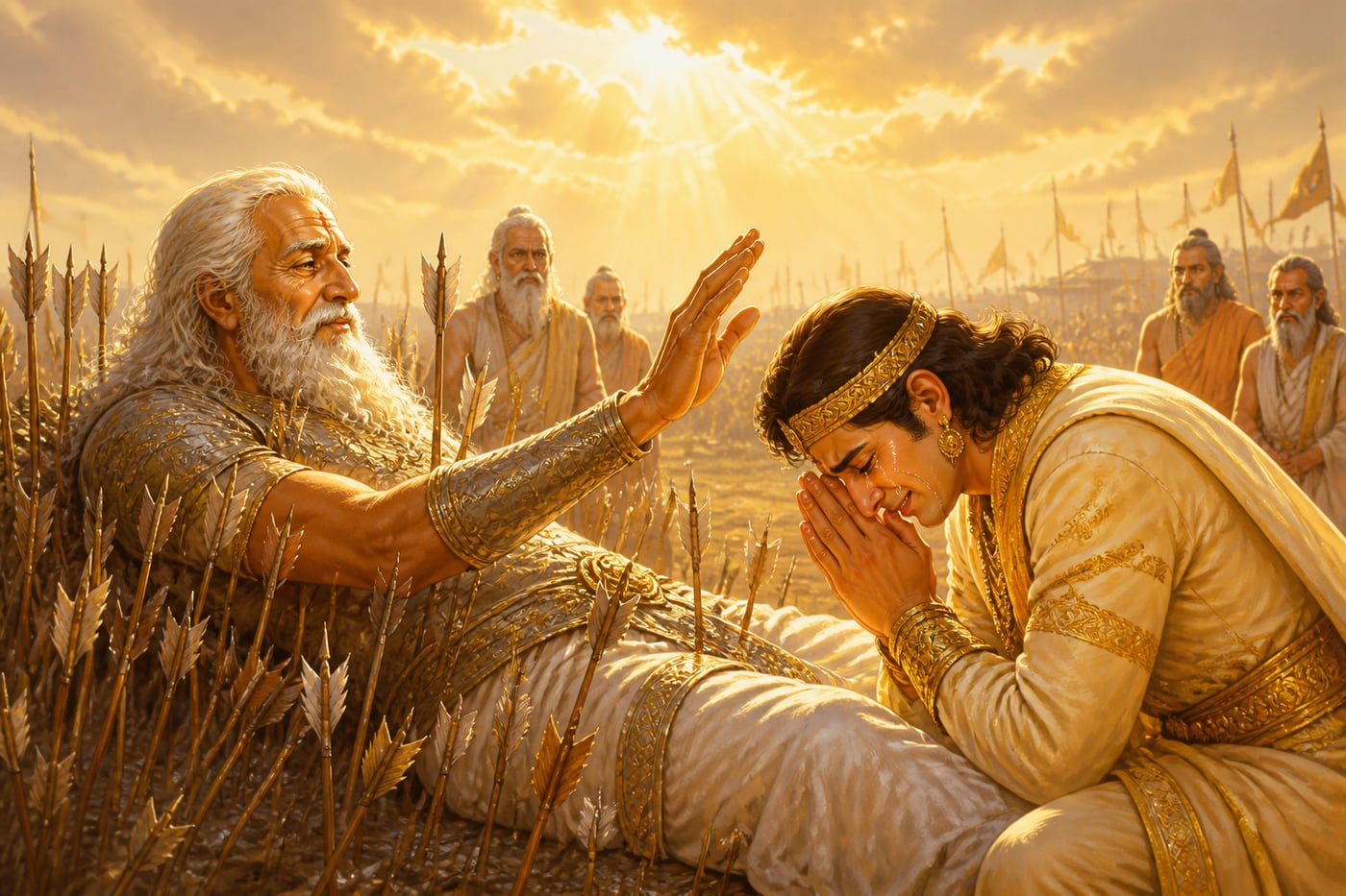 Bhishma healing Yudhishthira's guilt