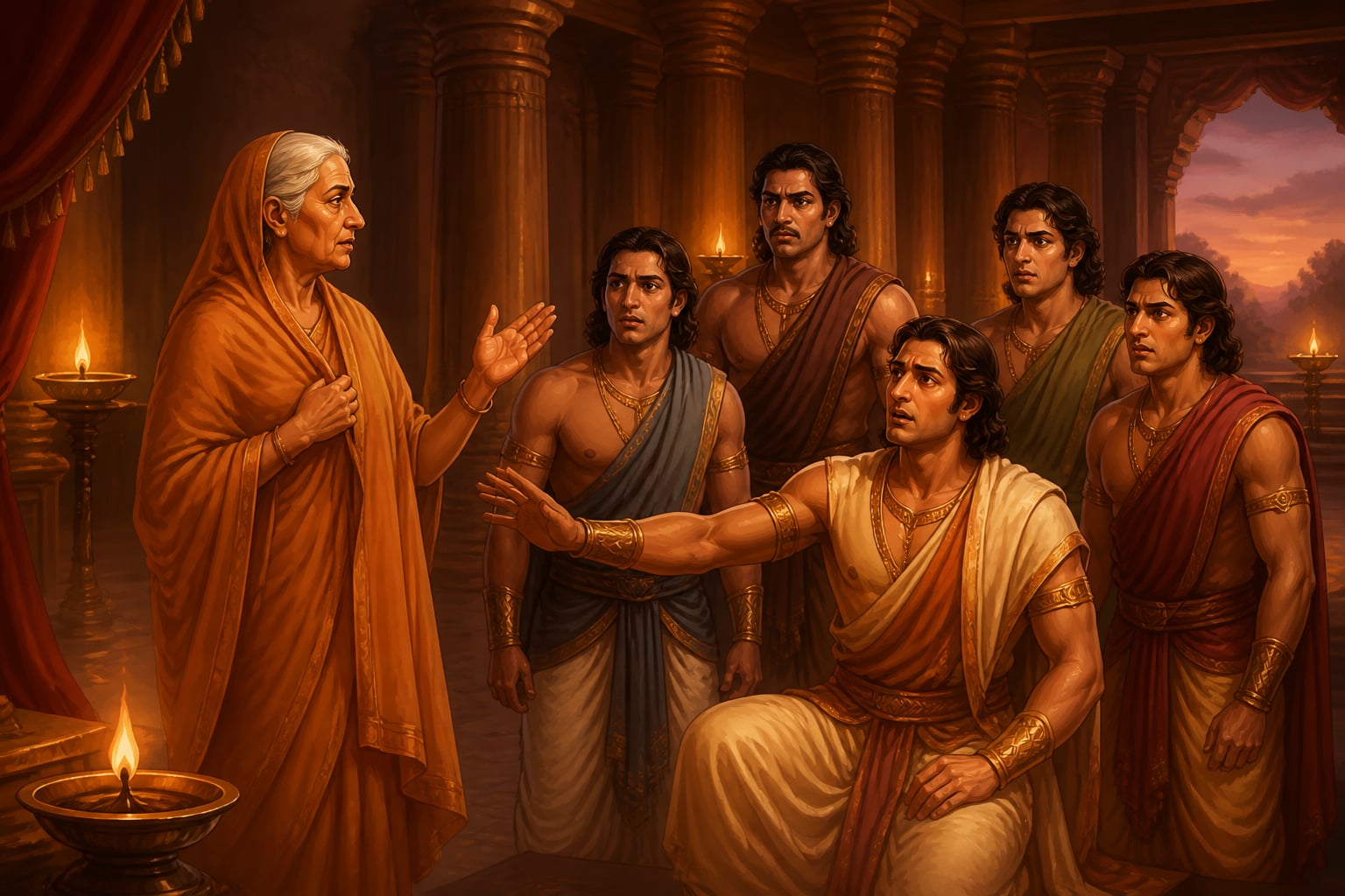 Kunti announces her decision to accompany the elders