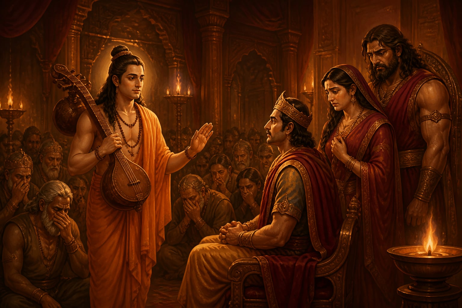 Narada confirms the elders' liberation to Yudhishthira