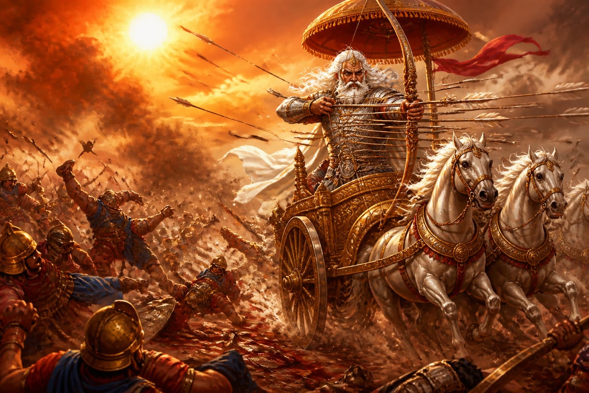 Bhishma at the height of his battlefield fury