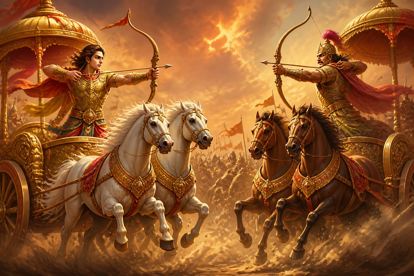 Young Uttara of Matsya charging Shalya in his chariot