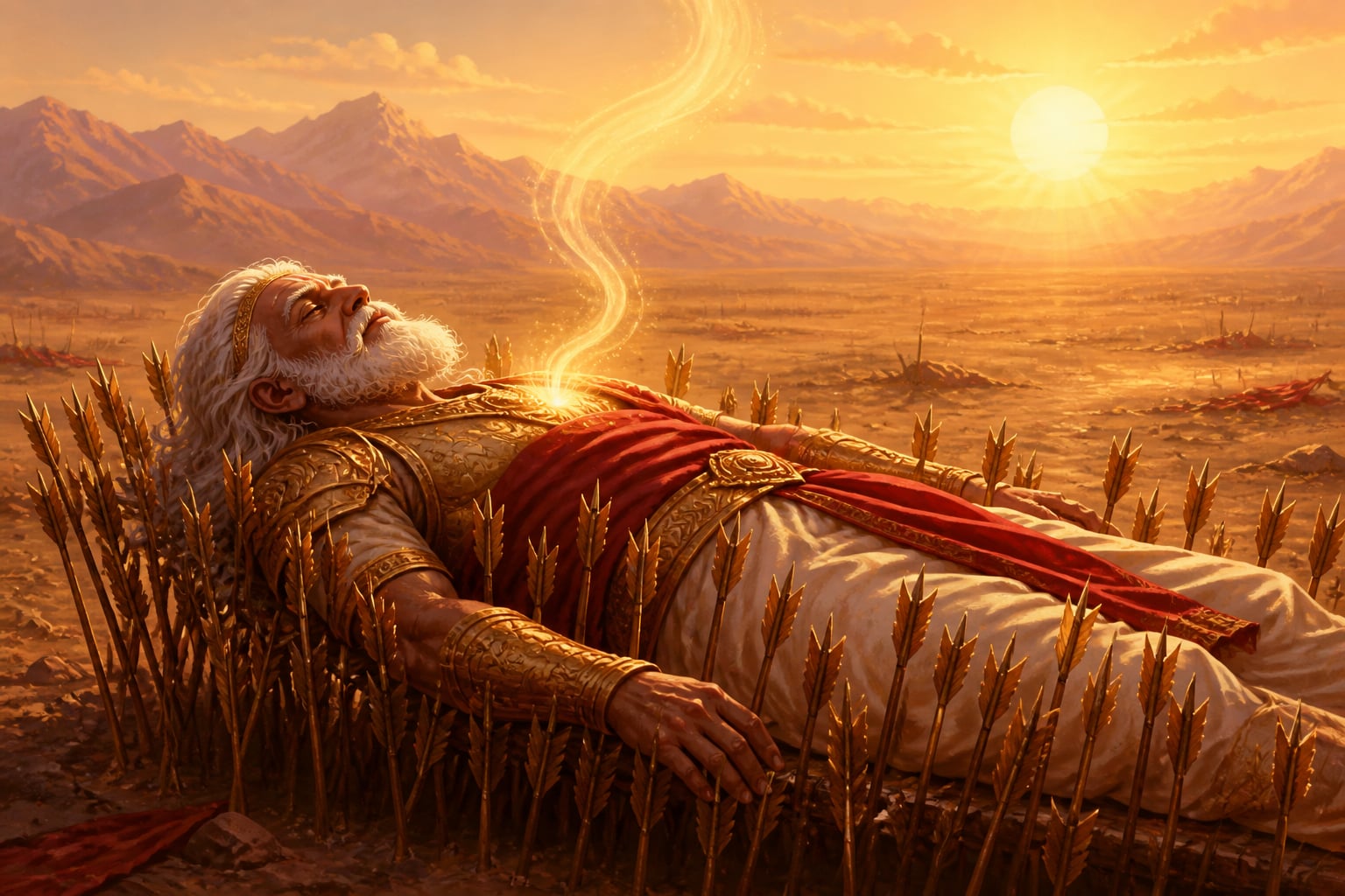 Bhishma releasing his life on the dawn of Uttarayana